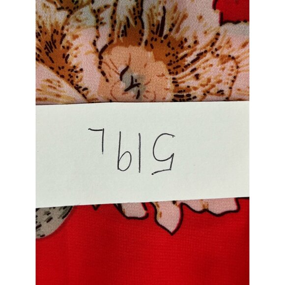 Red Floral Off Shoulder Dress With Smocked Waist Sheer Sleeves Sz Medium - Picture 10 of 11